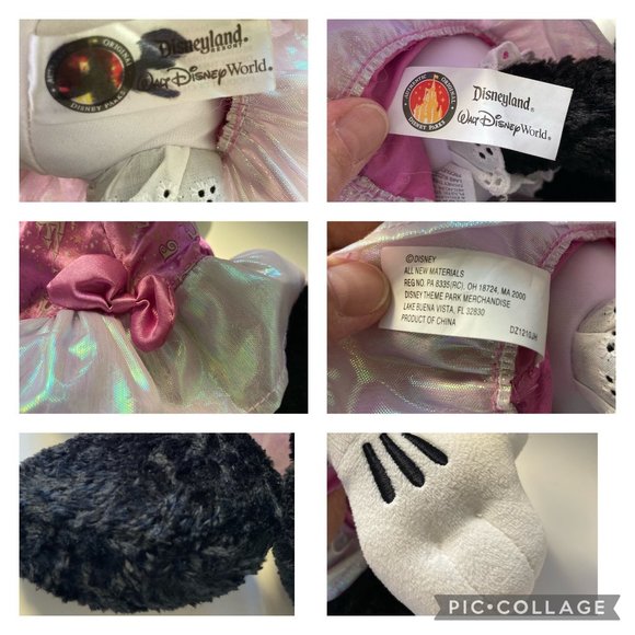 Vintage Disney Parks Minnie Mouse Plush Stuffed Animal Pink Castle Dress - Picture 5 of 16